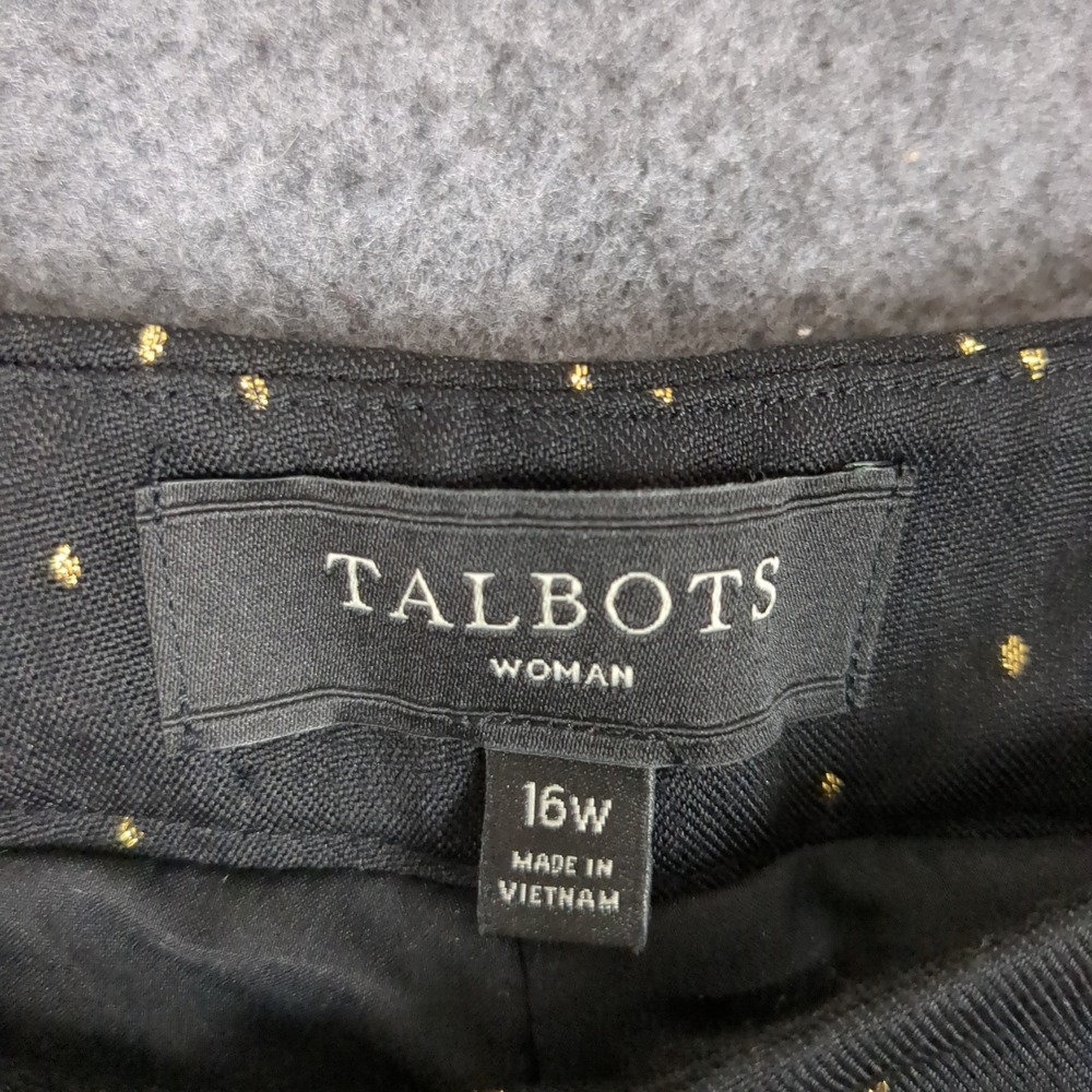 Talbots Woman Black Gold Polka Dot Embroidered Ankle Dress Pants Plus Size 16W - Picture 9 of 14